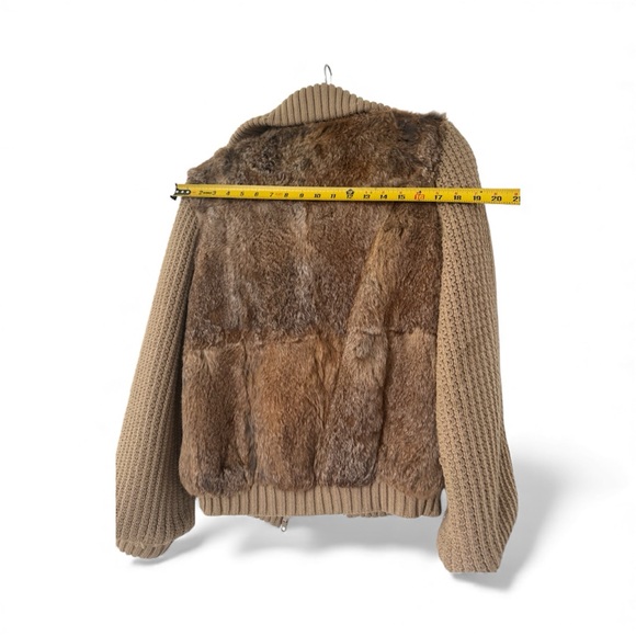 Real rabbit Fur and Knit Jacket in Brown and Tan - Picture 5 of 6